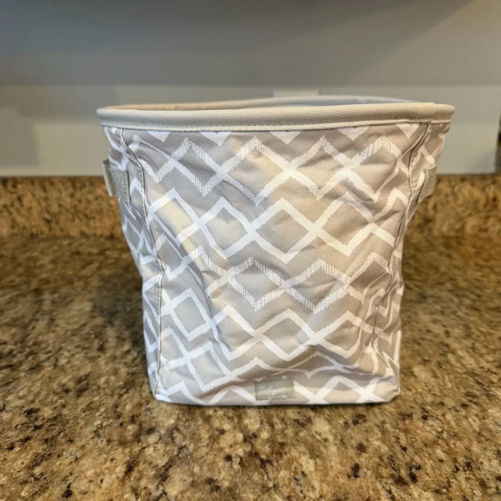THIRTY-ONE 31 Bags MINI STORAGE BIN 817A DANCING DIAMOND Tan White